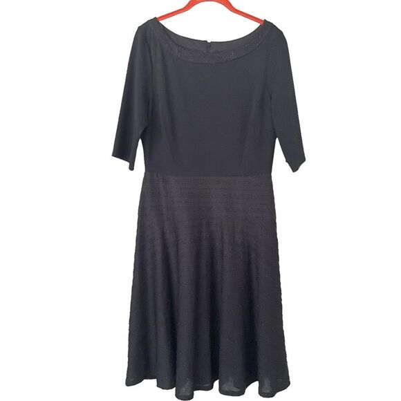 Sangria Sparkle Black Beaded Fit n' Flare Cocktail Dress Women size 10 - Picture 1 of 9